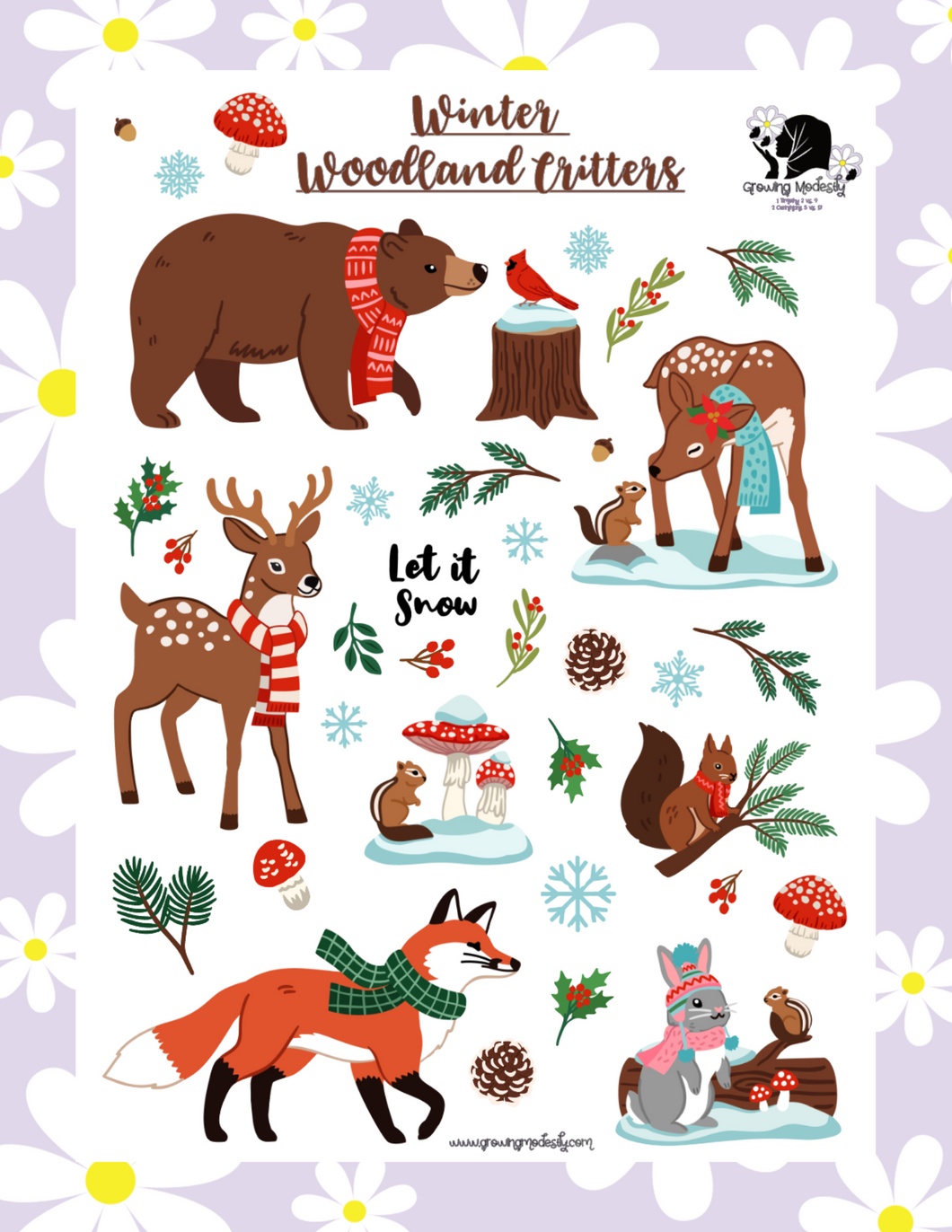 Winter Woodland Critters Sticker Kit