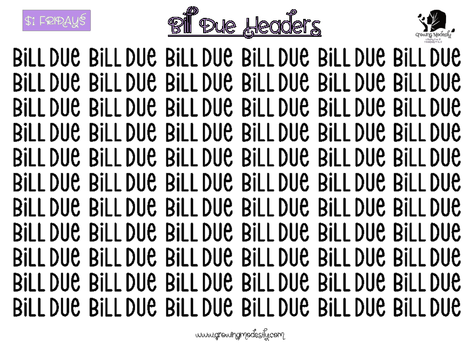 Bill Due Headers