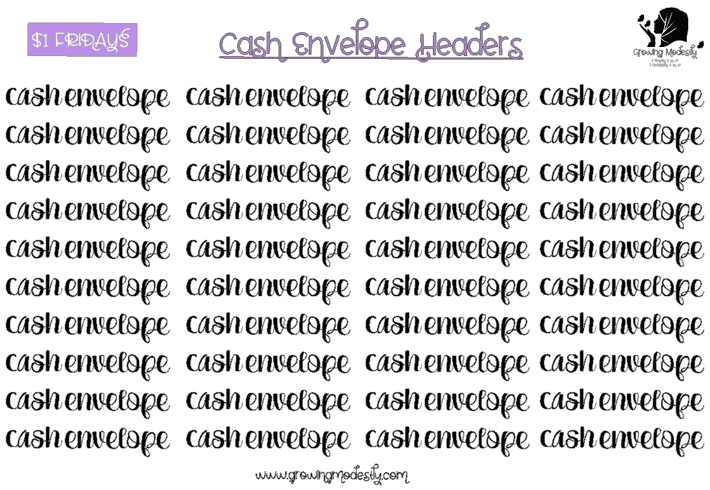 Cash Envelope Headers