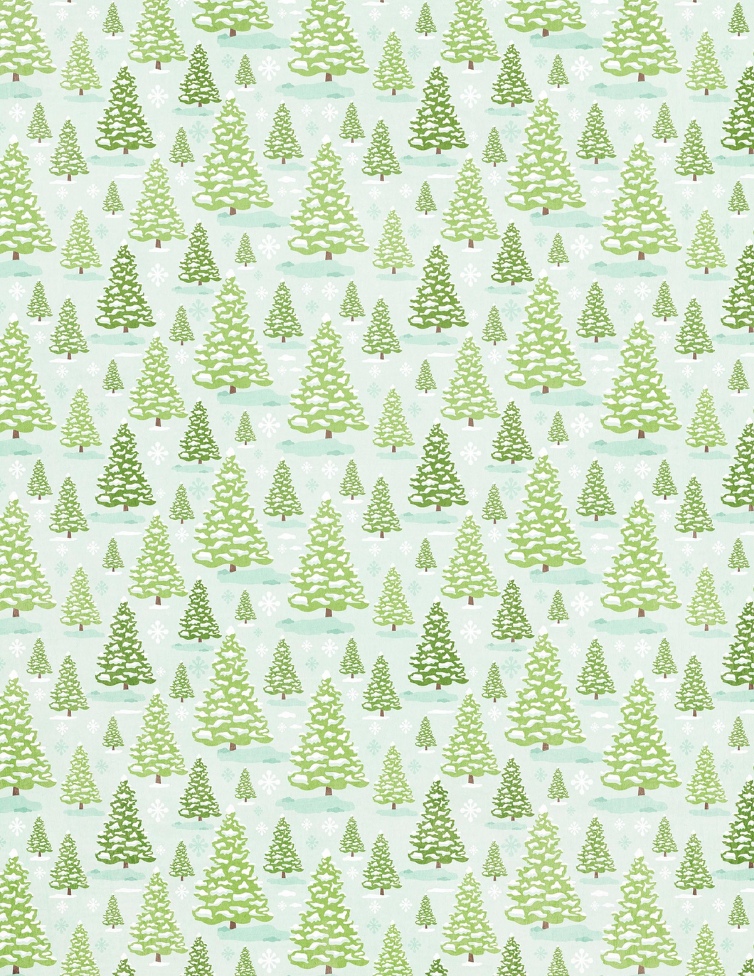 Snowy Evergreen Trees Scrapbook Paper