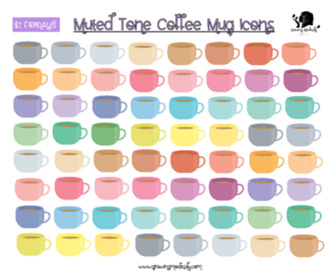 Muted Tone Coffee Mug Icons
