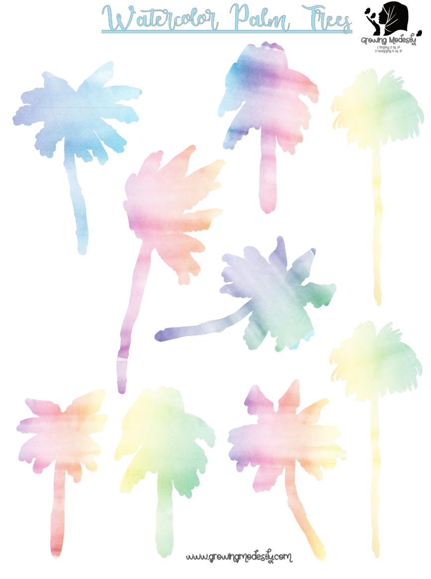 Watercolor Palm Trees